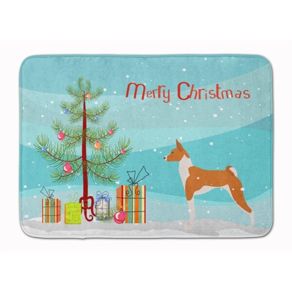 Carolines Treasures Basenji Merry Christmas Tree Machine Washable Memory Foam Mat BB2992RUG - main